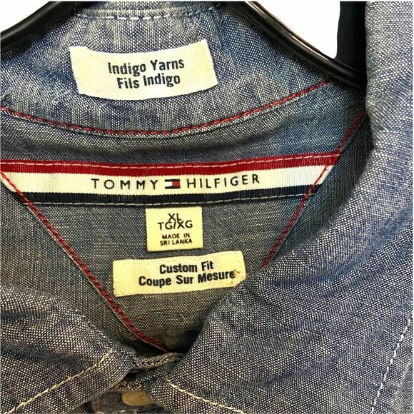 #3727 Tommy Hilfiger Blue button down mens shirt size XL - Picture 2 of 10